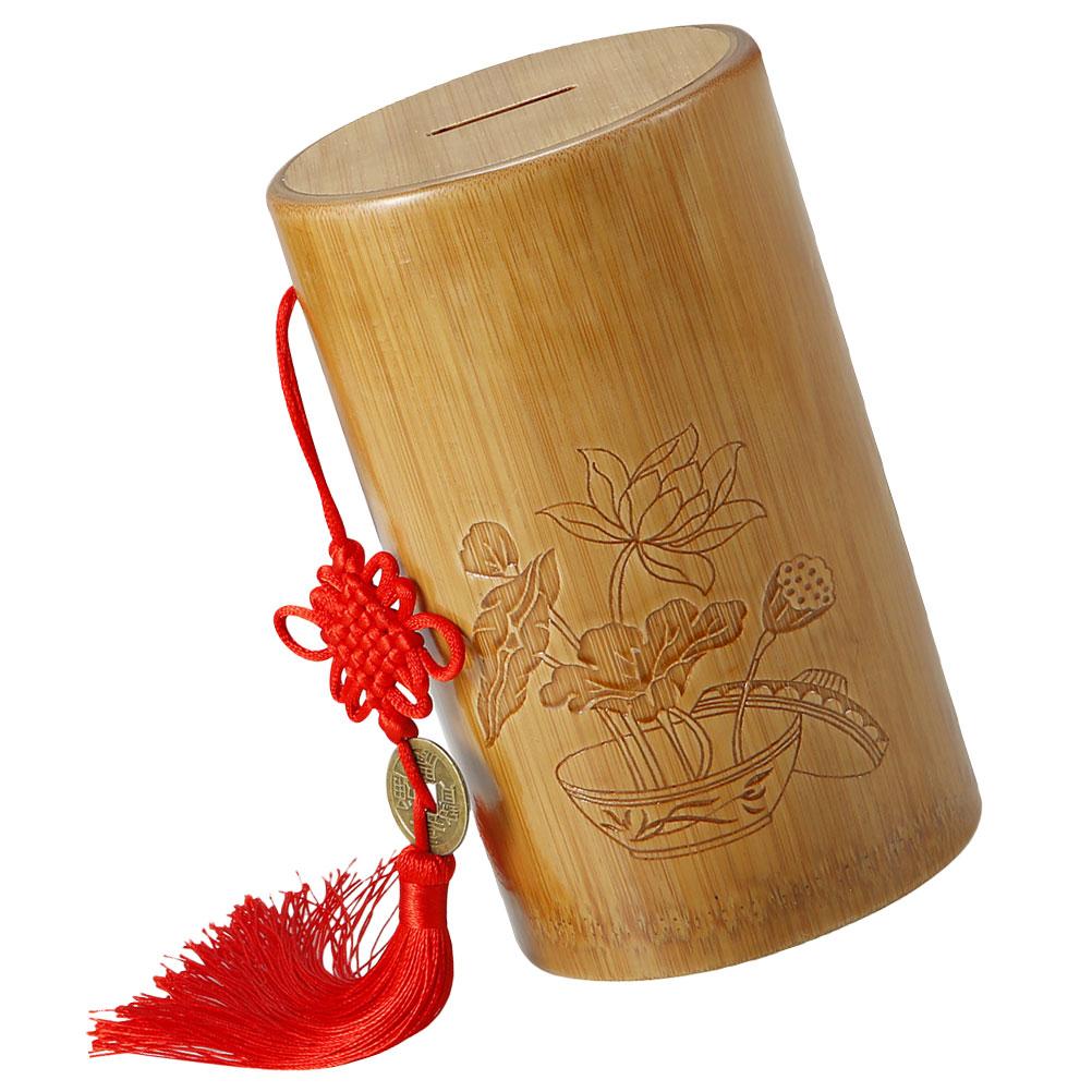 Dekorationen Container Bambus Sparschwein Kind Dating Home Ornamente Chinesische Münzen Waren Geld Sparen Jar