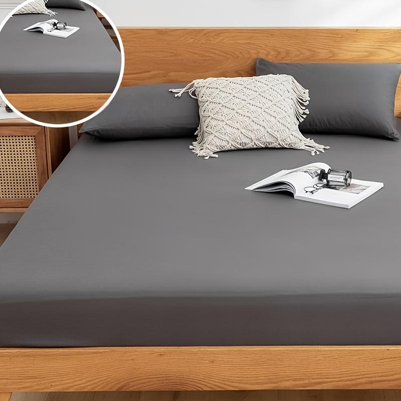 1 Stück einfarbiges einlagiges Spannbettlaken, gewaschene Baumwolle Spannbettlaken Matratzenschoner für Sommerbettwäsche, mehrere Größen 180*200cm licht grau