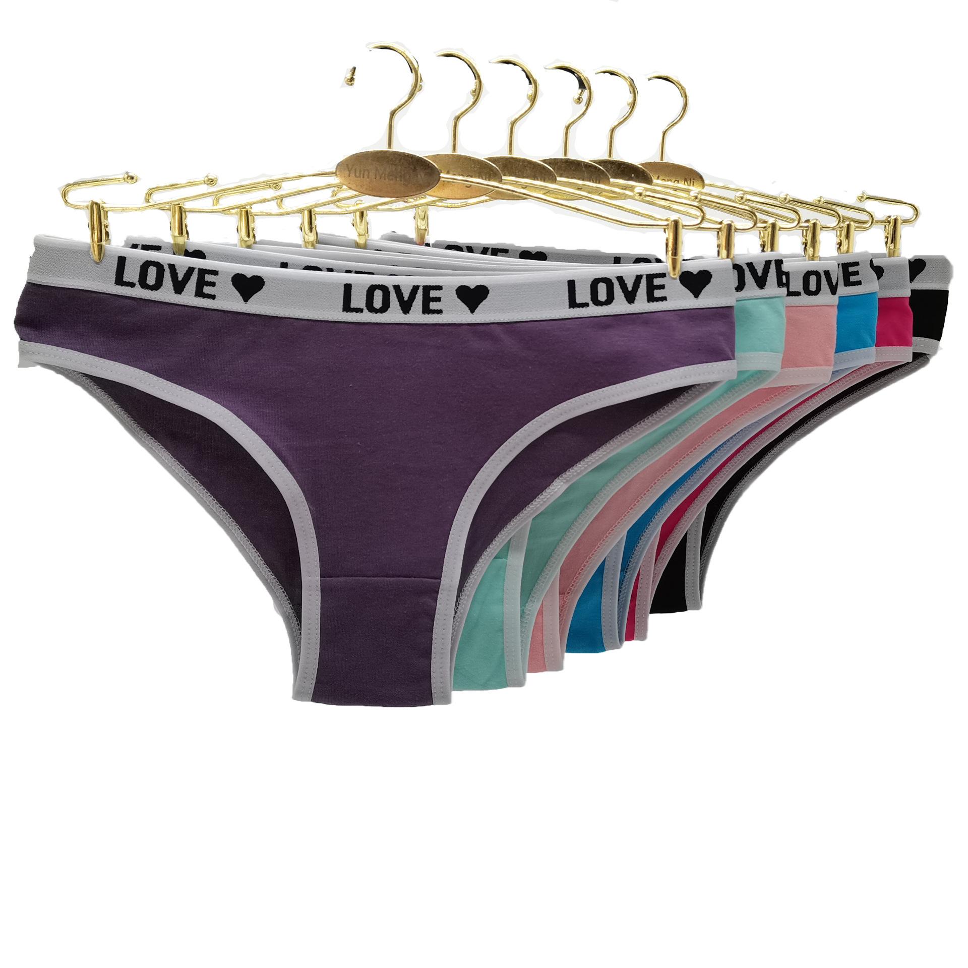 Damen-Unterwäsche, Baumwoll-Slip, solide, niedliche Low-Rise-Sexy-Damen-Mädchen-Höschen, Dessous, Lot 6 Stück M