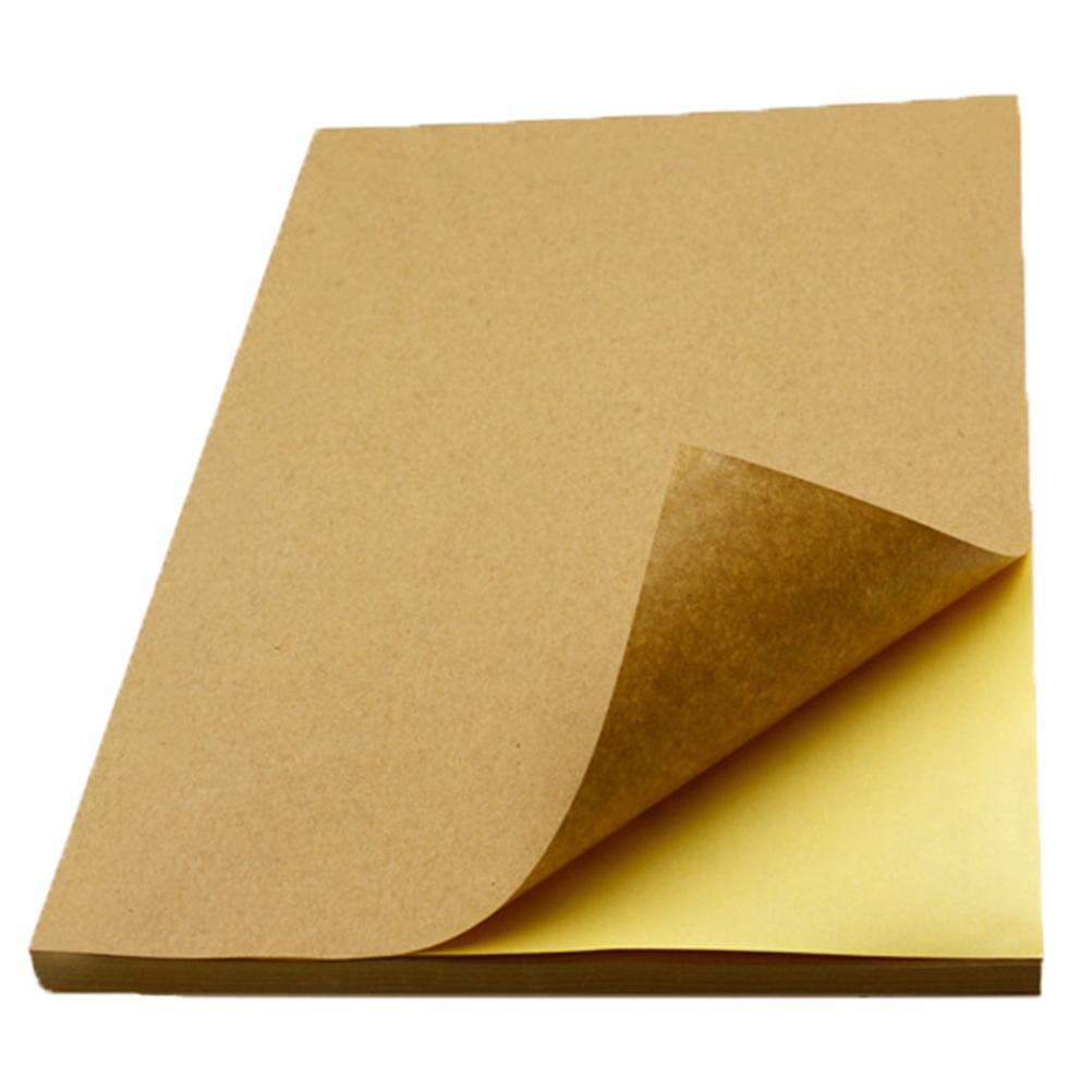 50 Blatt A4 Braunes Kraft Aufkleberpapier Blatt Selbstklebendes Etikett Tintenstrahldrucker hellbraune