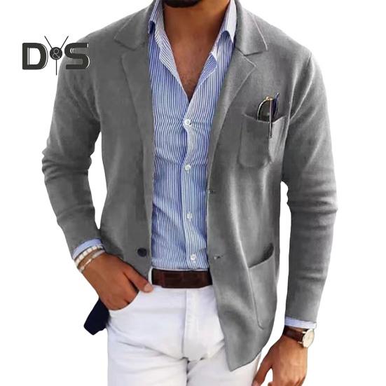 Herren Anzugjacke Einfarbig Revers Langarm Einreihig Design Anzugjacke mit Taschen Vorne Offen Business Arbeitskleidung L licht grau