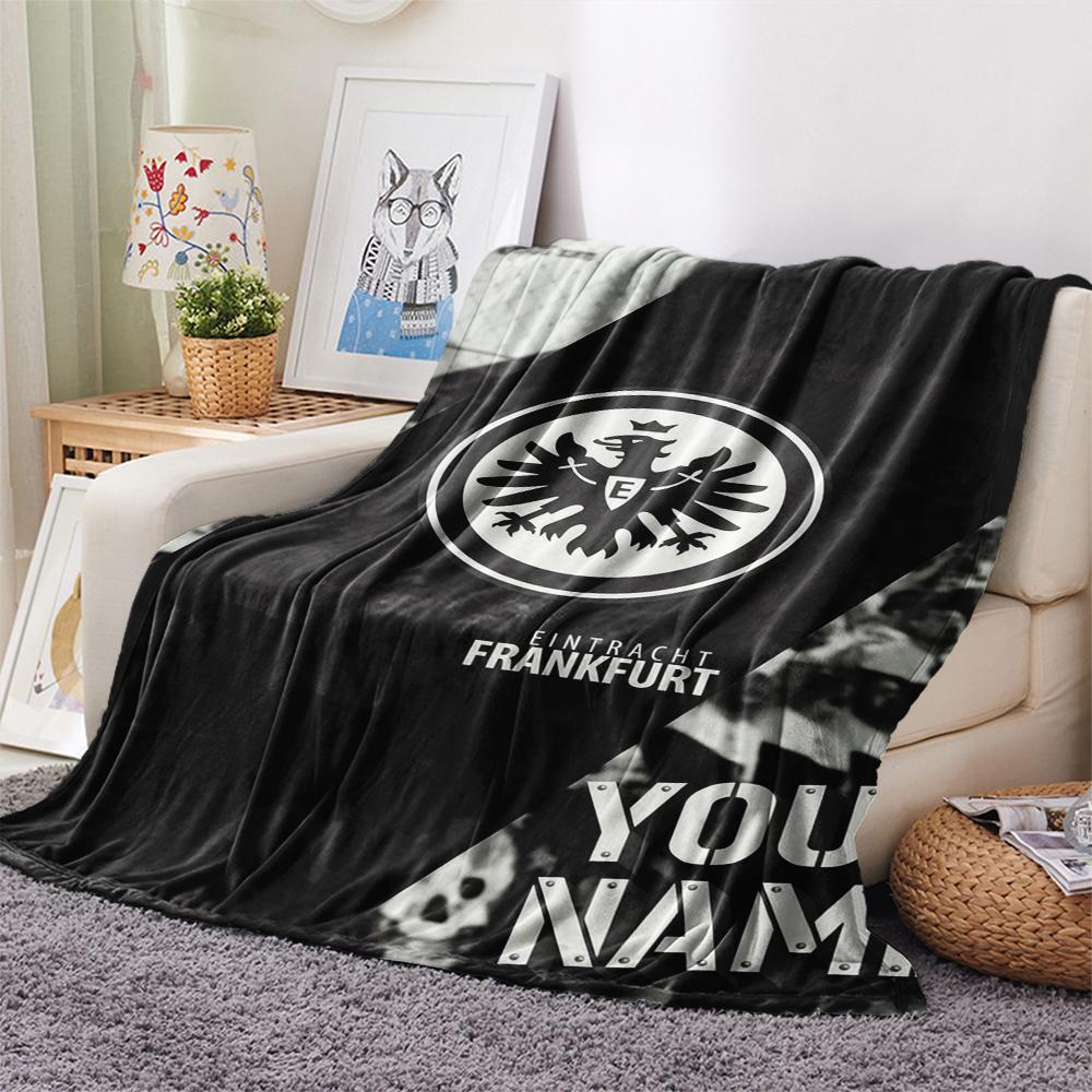1 Stück Personalisierte Eintracht Frankfurt Muster Flanelldecke Geeignet für Alle Jahreszeiten für Heimdekoration Wärme und Komfort Geschenke Feiertagsgeschenk_xia 80cm x 120cm gray