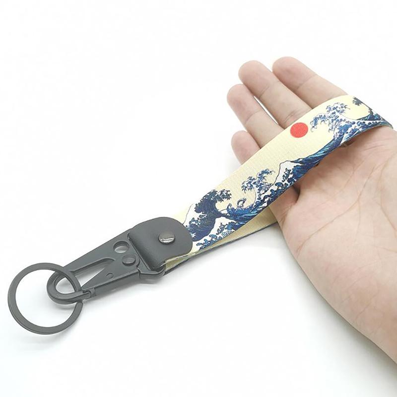 Japanischer Auto Schlüsselanhänger Nylon Thermotransfer Schlüsselanhänger Band Lanyard modifiziert Auto Anhänger Schlüsselanhänger blau