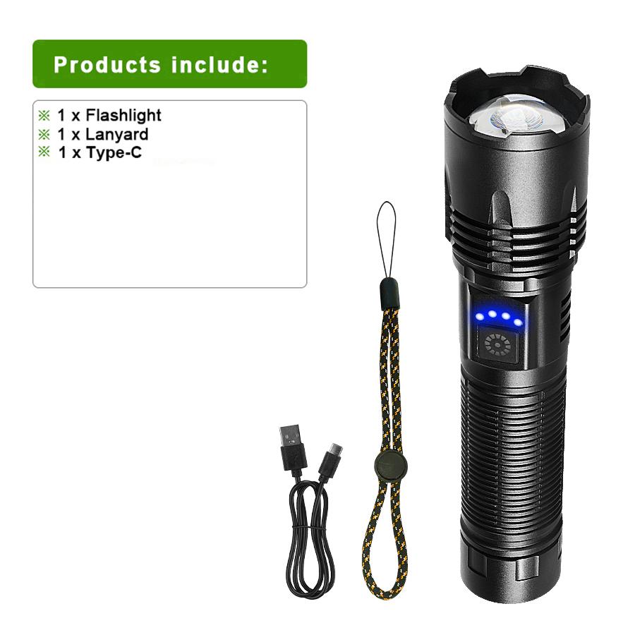 2026 NEUE Ultrahelle LED-Taschenlampe Starkes Licht Taktische Taschenlampe Wiederaufladbare Tragbare Lampe Outdoor Camping-Laterne Built in battery