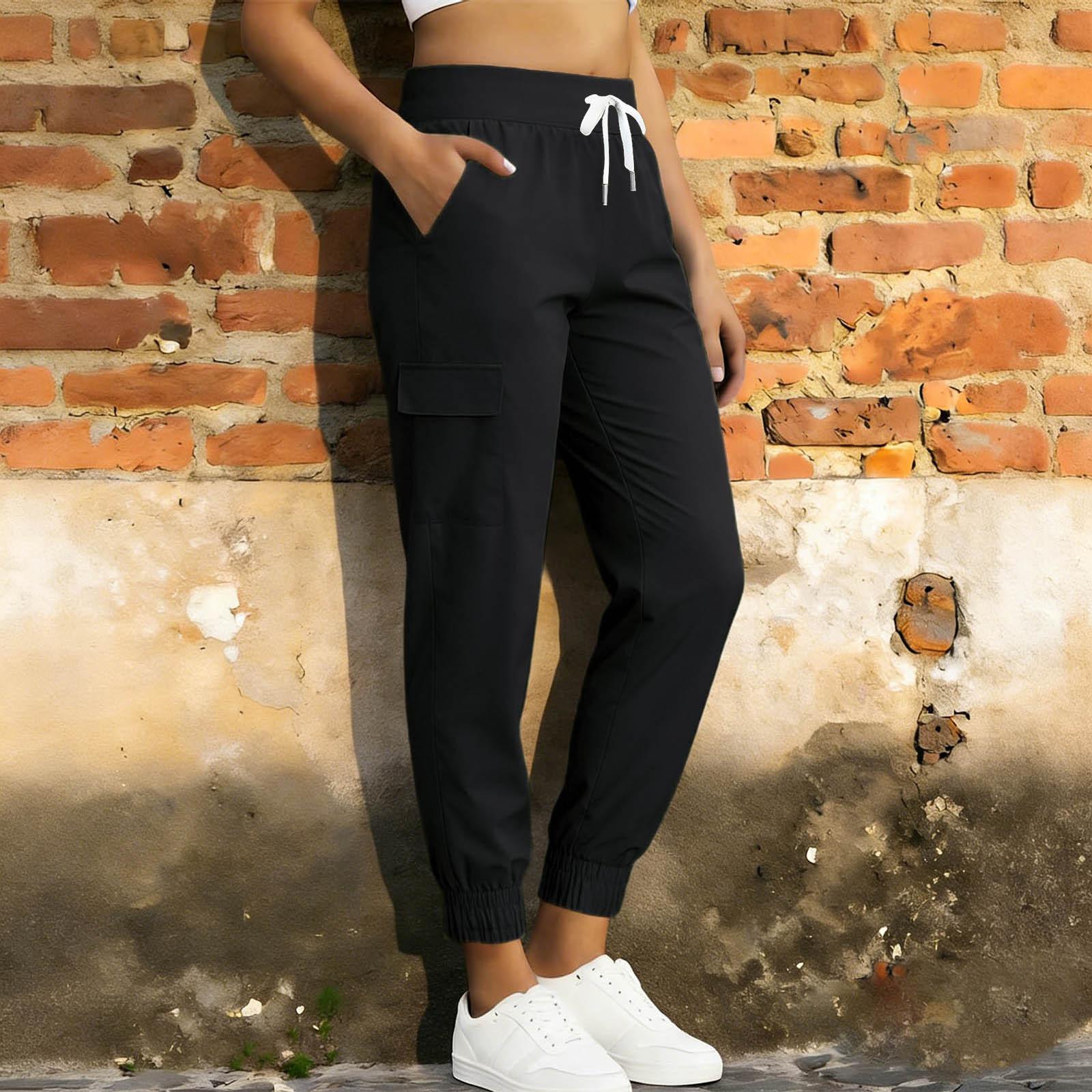 Modische Damen-Arbeitshose mit vielen Taschen: Leichte, schnell trocknende Freizeithose S schwarz