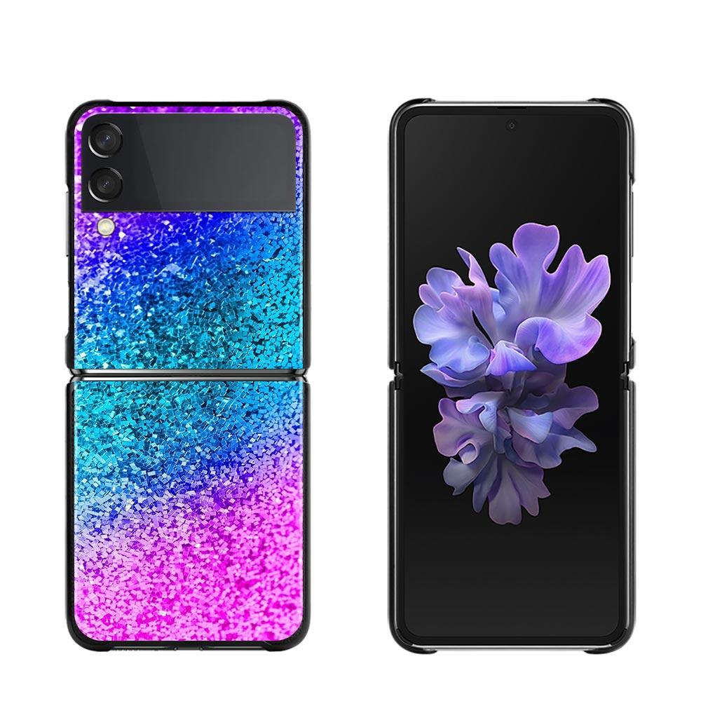 Bling Sparkle Glitter Schwarz Hartschale für Samsung Galaxy Z Flip3 5G Abdeckung für Samsung Galaxy Z Flip PC Fall Abdeckung Fundas Samsung Z Flip