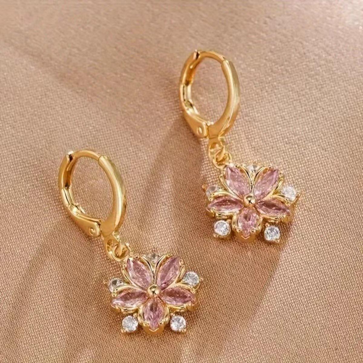 Europäische und Amerikanische Stilvolle Blume Zirkon Ohrringe - High-End Modeschmuck gold