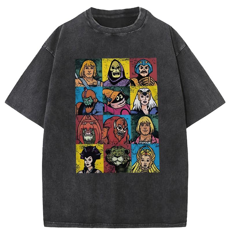 He-Man und Freunde T-Shirts Herren O-Ausschnitt Baumwolle Bedrucktes T-Shirt Masters of the Universe Kurzarm T-Shirt Grafische Kleidung M