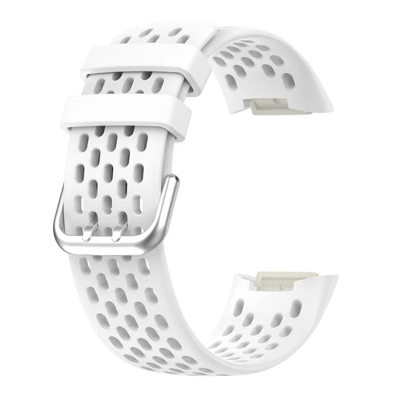 Armband für Fitbit Charge 5/6 Smartwatch-Armband Sportliches atmungsaktives Armband Silikon-Armband für Fit Bit Charge5 Armband Zubehör For Fitbit Charge 5 weiß