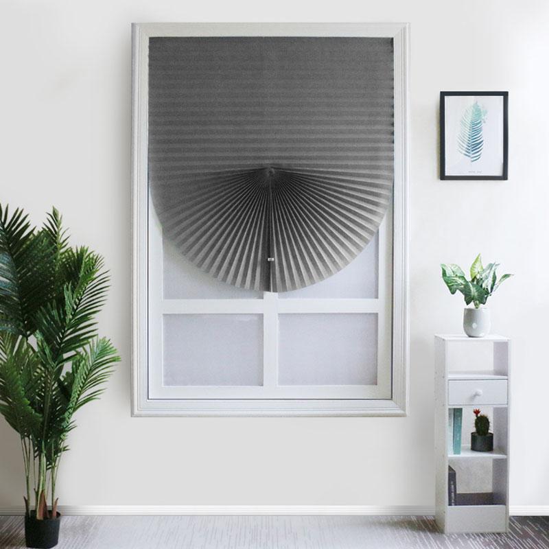 1 Stück für Fenstertür zu Hause, selbstklebende Halbverdunkelungsvorhänge, Plissee-Jalousien 60X150cm graue