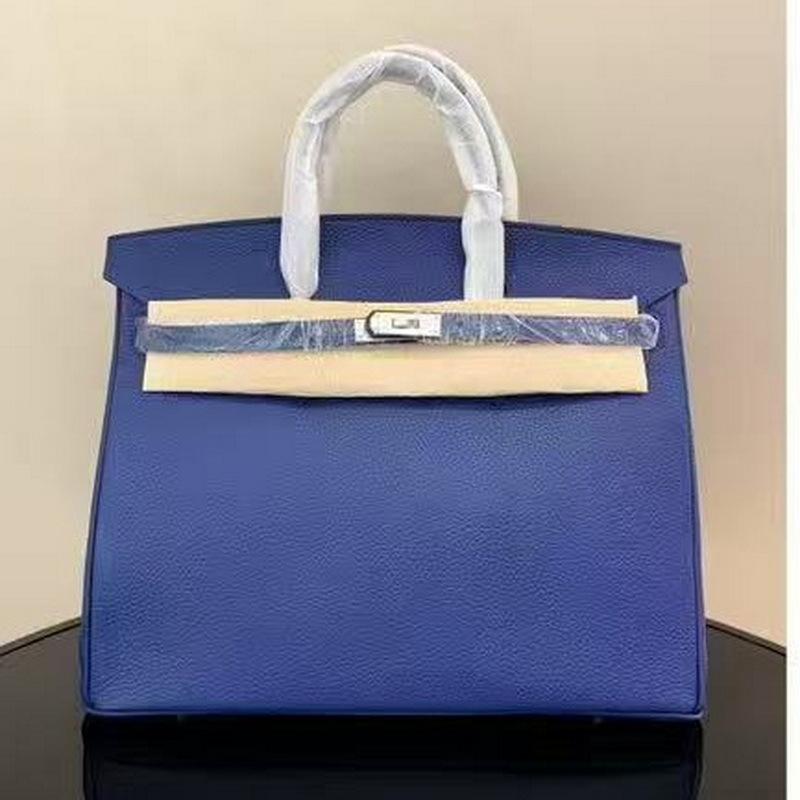 ML2024 Neue Top Layer Rindsleder 40cm Platin Tasche Große Tasche Handtasche Echtes Leder Damen Tasche 40x20x31cm silber/blau