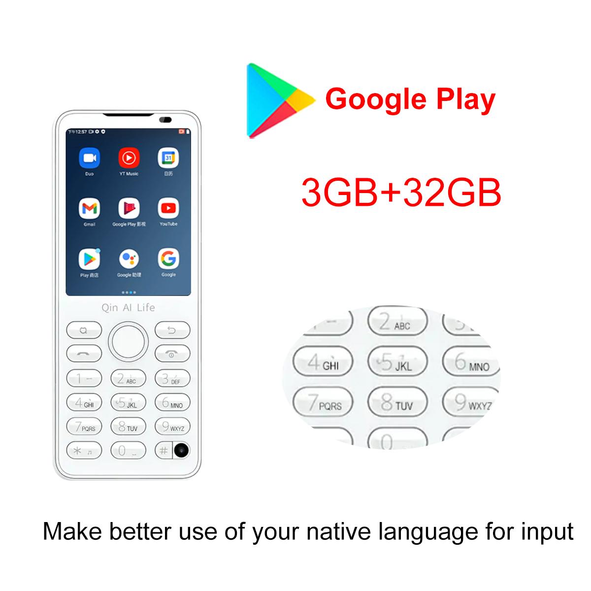 Qin F21 Pro Smart-Touchscreen-Telefon, WLAN + 2,8 Zoll, 3 GB + 32 GB, Bluetooth 5.0, 480 x 640, globale Version Google Play weiß