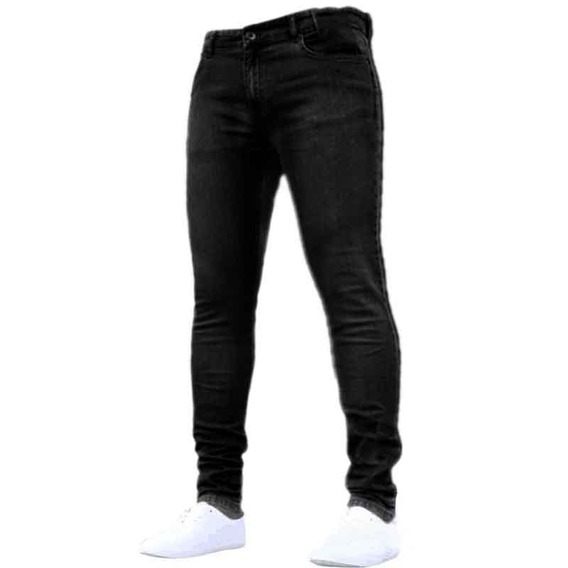 Einfarbig Mode Männer Casual Hosen Stretch Jeans Skinny Arbeitshose Männliche Wäsche Slim Fit Reißverschluss Jeans Männer Kleidung XXXL schwarz