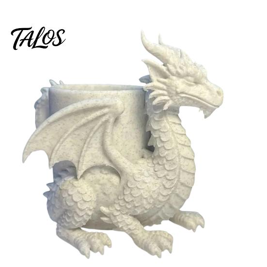 Schreibtisch-Blumentopf und Stiftehalter 3D-gedruckter Drachen-Schreibtisch-Blumentopf, Kreativer Blumentopf mit Aufbewahrung, Künstlerisch Klein für Figuren-Dekor Zuhause Büro, Einzigartig weiß