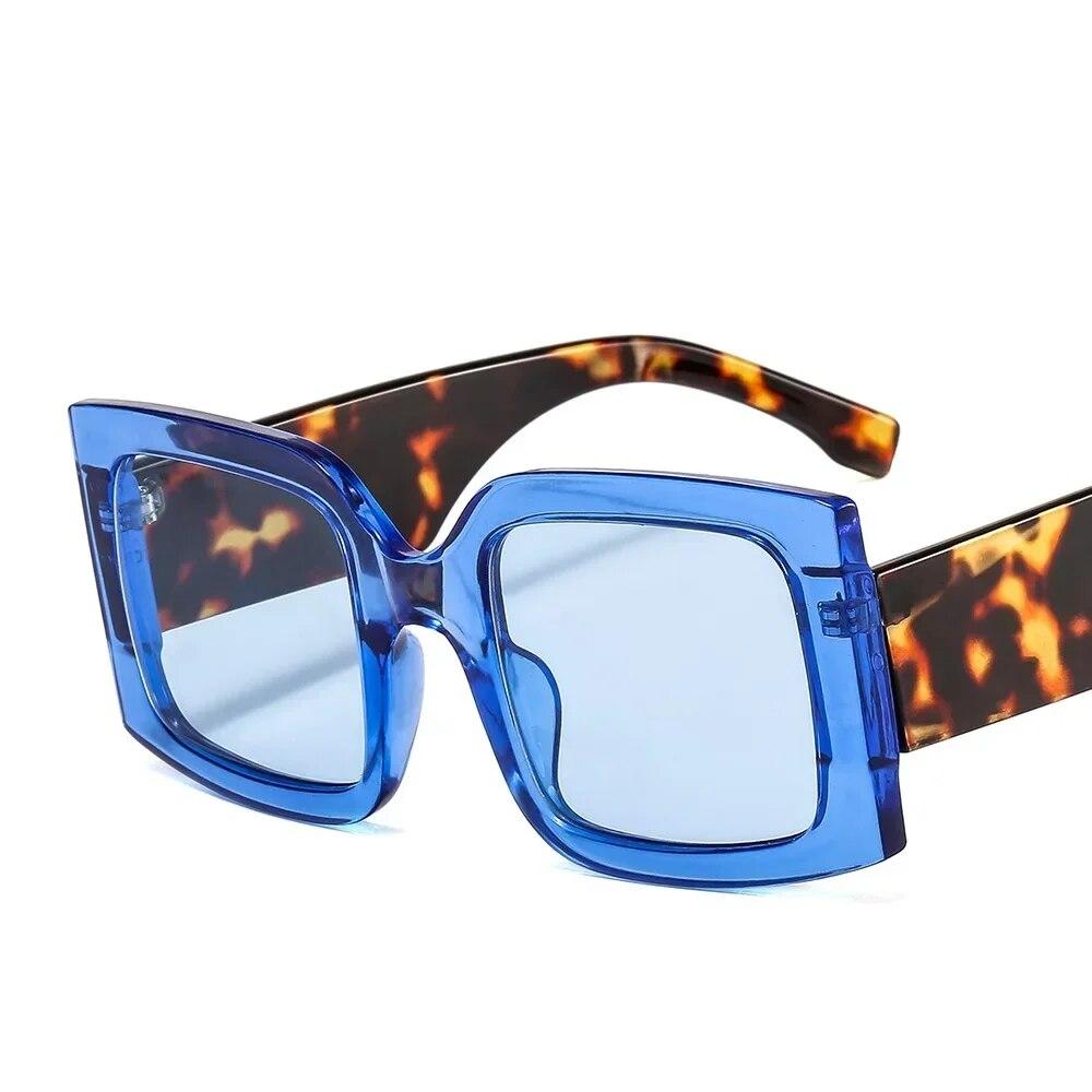 Neu Übergroßen Quadratischen Sonnenbrille Vintage Designer Frauen 2025 Mode Sonnenbrille Grün Shades UV400 Männer Luxus Marke Männlich Weiblich blau