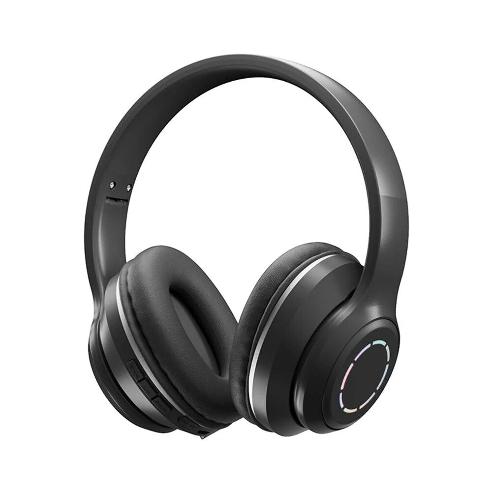 2025 Farbverlauf Bluetooth-Kopfhörer Drahtloses Musik-Headset LED-Licht mit Mikrofon Gamer-Kopfhörer Kinder Schöne Weihnachtsgeschenke schwarz