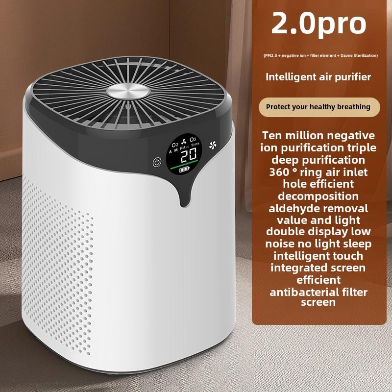 Intelligenter Luftreiniger für Zuhause, Ozon-Luftreiniger mit HEPA-Filter, entfernt Formaldehyd, Rauch, Gerüche, Tierhaare, Desktop-Luftreiniger Air Purifier 2.0 Pro