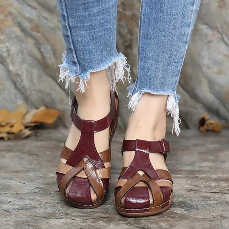 Mode Damen Sandalen Wasserdicht Runde Damen Hausschuhe Lässig Bequem Outdoor Mode Sommer Übergröße Schuhe Damen 38 rot