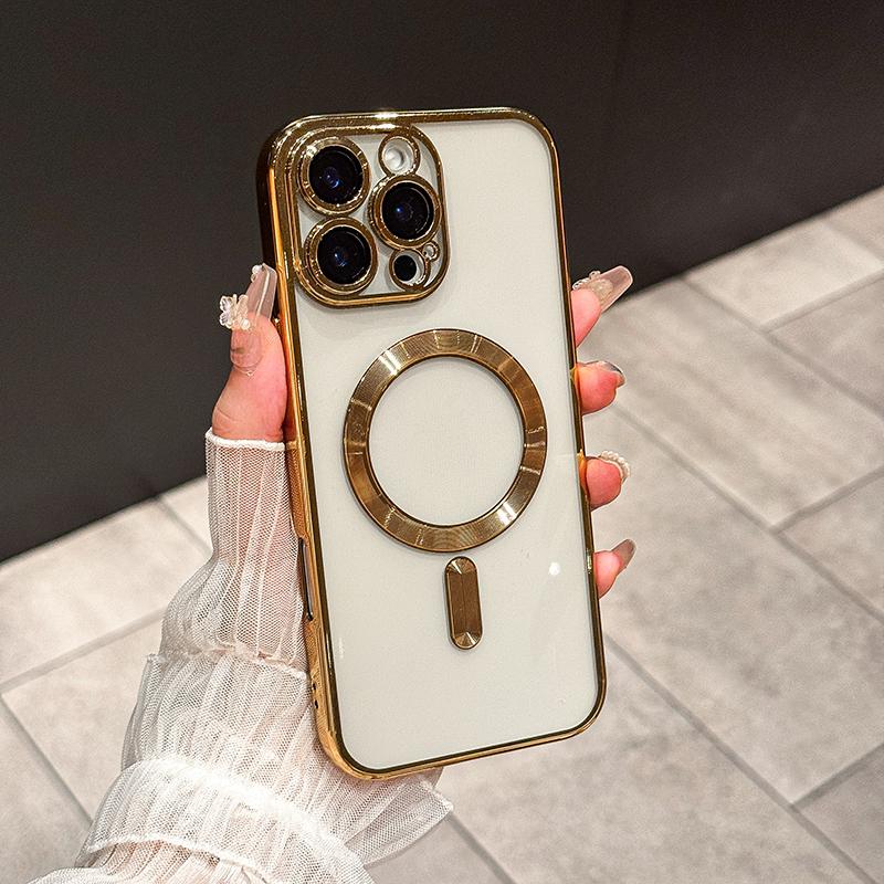 Für iPhone 14 Galvanisierte Premium Magnetische Hülle Für iPhone 14 Pro Max Weiche Kabellose Lade Handyhülle Für iPhone 14 Plus iPhone 14 Pro gold