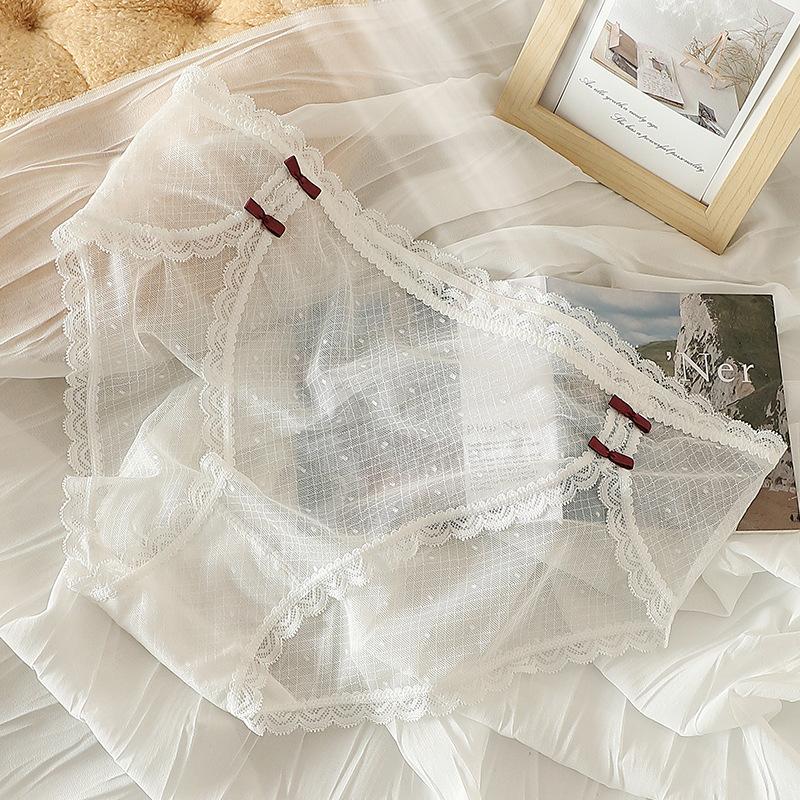 Große Größe Sexy Spitze Slips Schleife Eis Seide Mesh Damen Slips 2XL