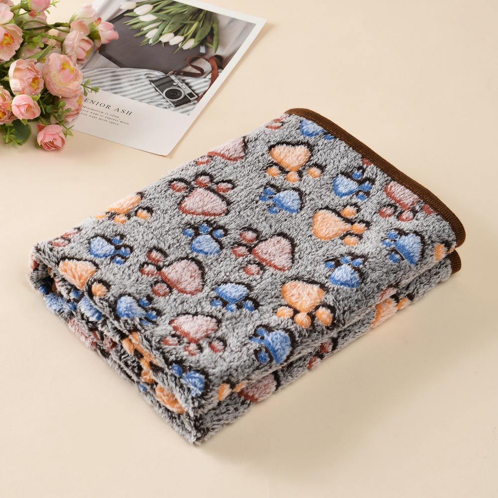 Flauschige Weiche Decke Cartoon Stil Hundepfotenmuster Druck Haustier Schlafbett Matte Für Kleine Mittlere Große Hunde Warm Bequem Matratzen Zubehör 25 x 25cm kaffeebraun