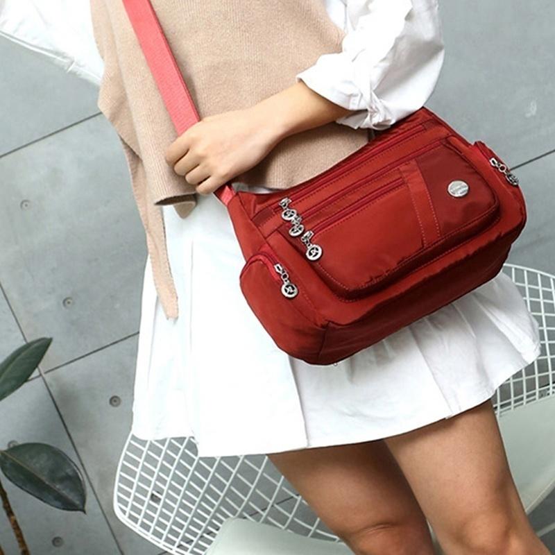 6 Farben wasserdichte Nylontasche Mode Damen Einzel-Umhängetasche Umhängetasche Casual Handtaschen Umhängetasche None rot