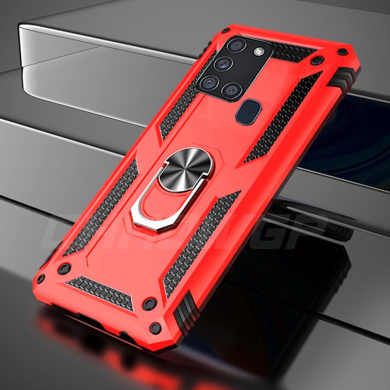 Für Samsung A21S Hülle, luxuriöse Rüstungsring-Handyhüllen für Samsung Galaxy A21S, stoßfeste magnetische Schutzhülle für Samsung A 21S A21 S 6,5 Zoll Samsung Galaxy A21S rot