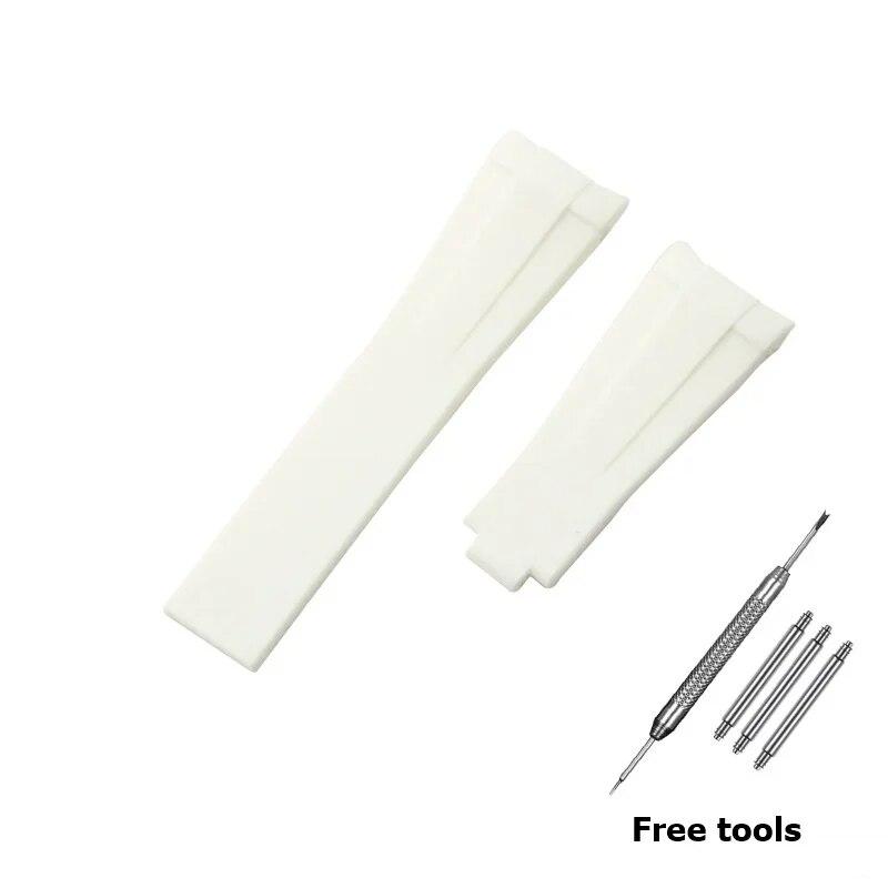 20 mm 21 mm Premium-Silikonarmband für Rolex Submariner DAYTONA GMT Yacht-Master Series Zubehör Ersatz-Uhrenarmband White-no buckle  20mm no logo