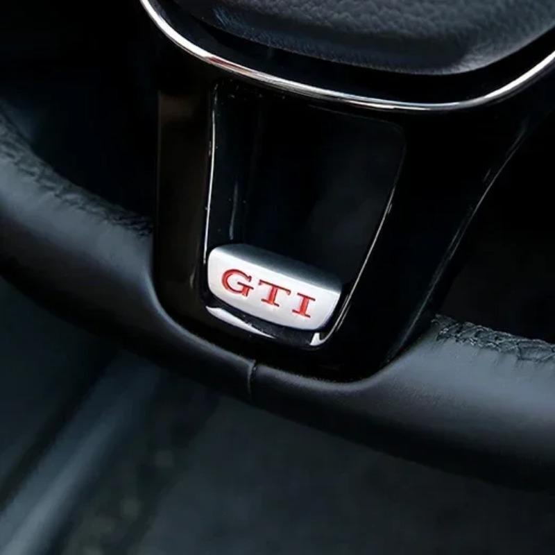 1 Stück 3D Aluminiumlegierung Emblem Abzeichen Auto Lenkrad Logo Aufkleber Zubehör Für Polo Golf Passat Scirocco Jetta Käfer Red GTI
