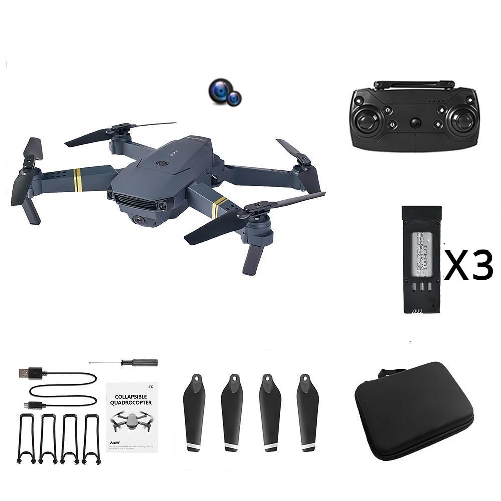 E58 Rc Drohne Spielzeug Dual Kamera Optischen Fluss Positionierung WiFi FPV Hubschrauber Quadcopter Faltbare Luft Selfie kinder geschenk dual camera 3 battery schwarz