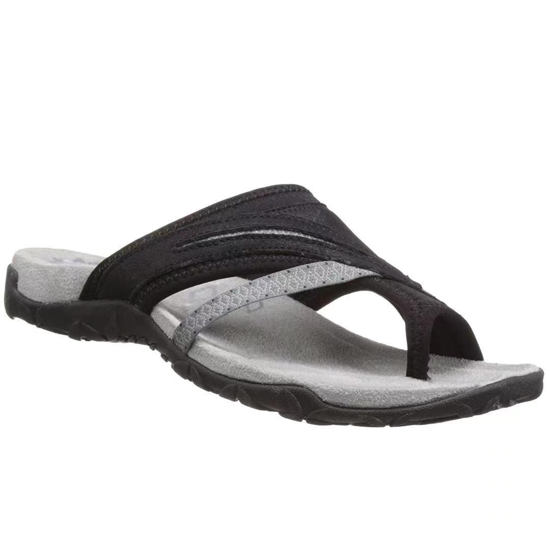 Sommer Damen Schuhe Komfort Strand Flip Flops Damen Gummi Flache Sandalen Lässige Sneaker Hausschuhe Damen Übergröße 43 Sandalen 38 schwarz
