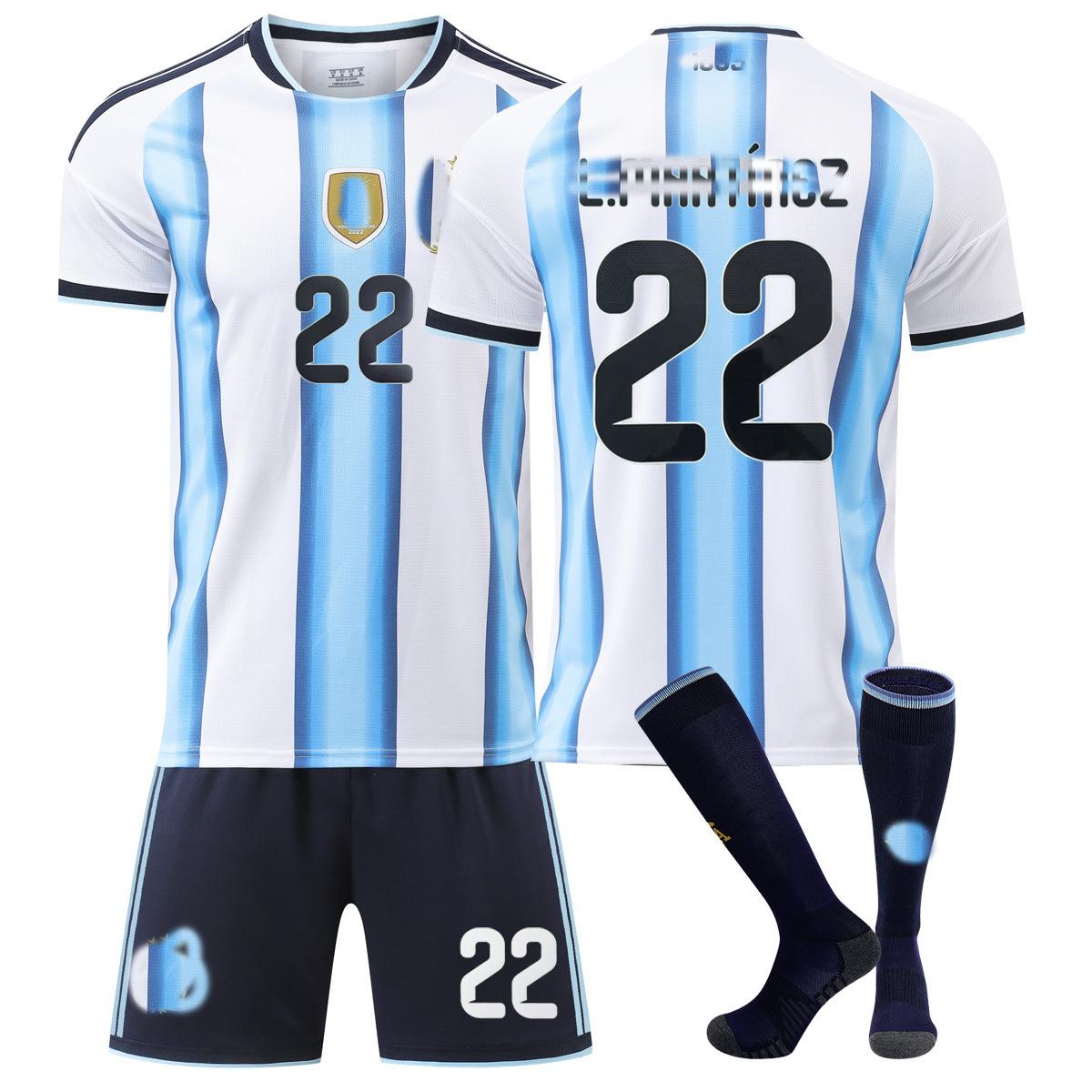 Nein. 22 L. Martínez Heimtrikot und Socken Set für Jugendliche, Kinder und Erwachsene, FIFA Fussball-Weltmeisterschaft 2026 18 blau