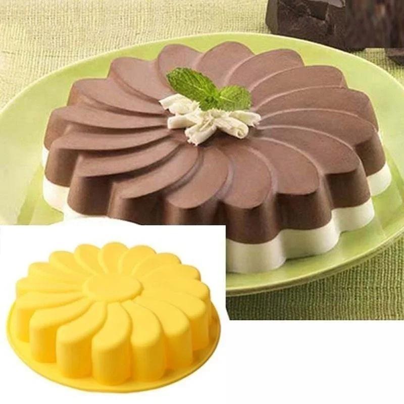 Silikon Große Kuchenformen Sonnenblumen Kuchen Backformen Backwerkzeuge 3D Form Pfanne Tablett DIY Geburtstag Hochzeitsfeier Zubehör Farbe Zufällig