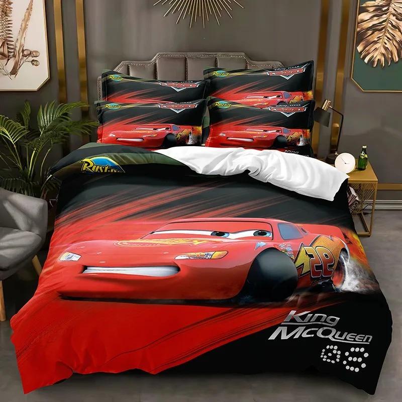 Cartoon Autos Bettwäsche Set Lightning McQueen Bettbezug Jungen Bettwäsche Bettwäsche Geschenk für Kinder EU Single(135*200cm)3pcs