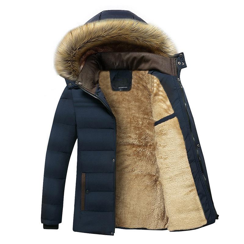 Herren Wasserdicht Mit Kapuze Pelz Kragen Parka Jacke Mantel Männer Herbst Mode Casual Parkas Männer Winter M blau