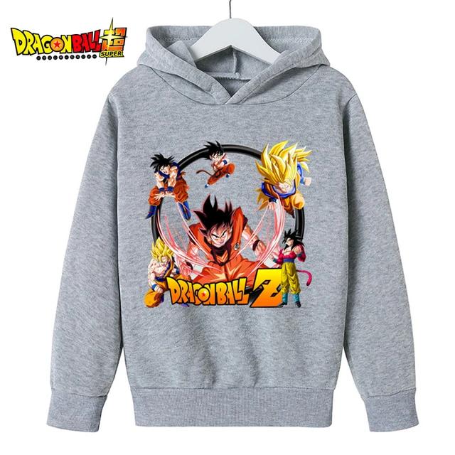 Baby Dragon Ball Z Hoodies 2025 Frühling Kinder Kleidung Kleinkind Mode Print Tops kinder O Neck Pullover Outwear Jungen 4-14 jahre 140 gray