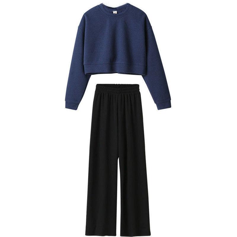 Mädchen Anzug Herbst Anzug Lose Mädchen Anzug Kinder Mädchen Pullover Breite Bein Hosen Zwei-stück Set Einfarbig anzug Freizeit Set 120