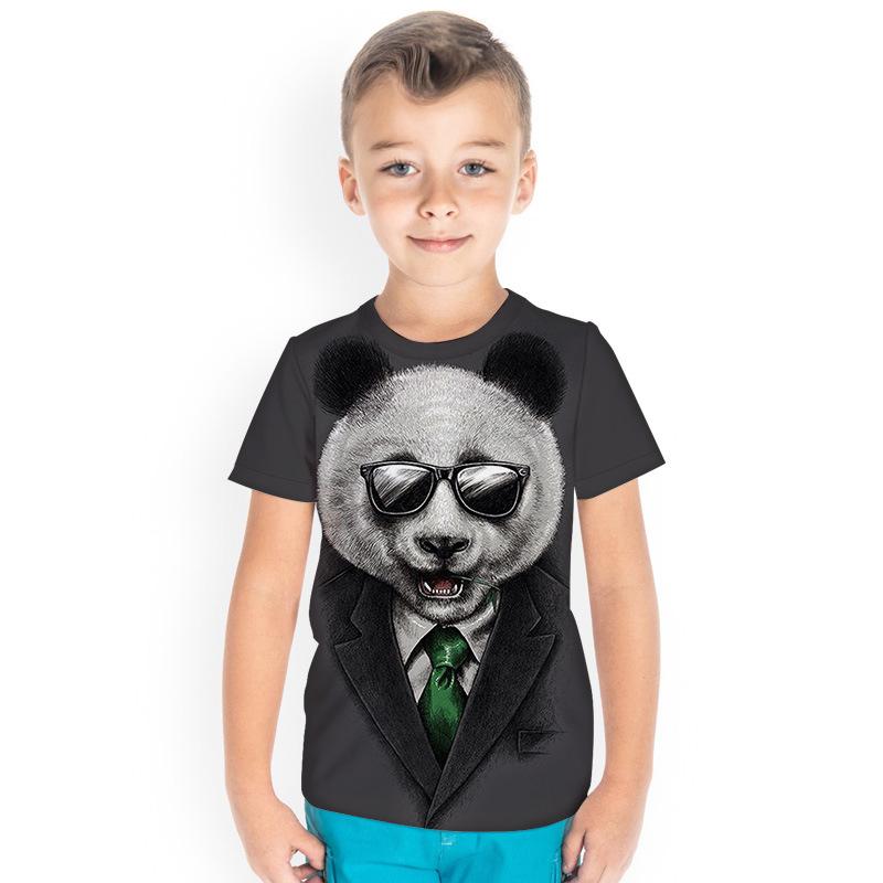 Sommer Weißer Panda 3D-gedruckte Kinderkleidung Herren Damen Kurzarm T-Shirts Kinder Unisex 110cm