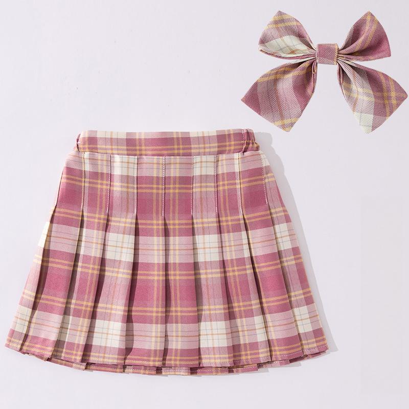 Mädchen JK Rock Uniform Plaid Rock Kinder Frühlingskleid College Style Rock Faltenrock Herbstrock Sommer Kurzer Rock 140 gray