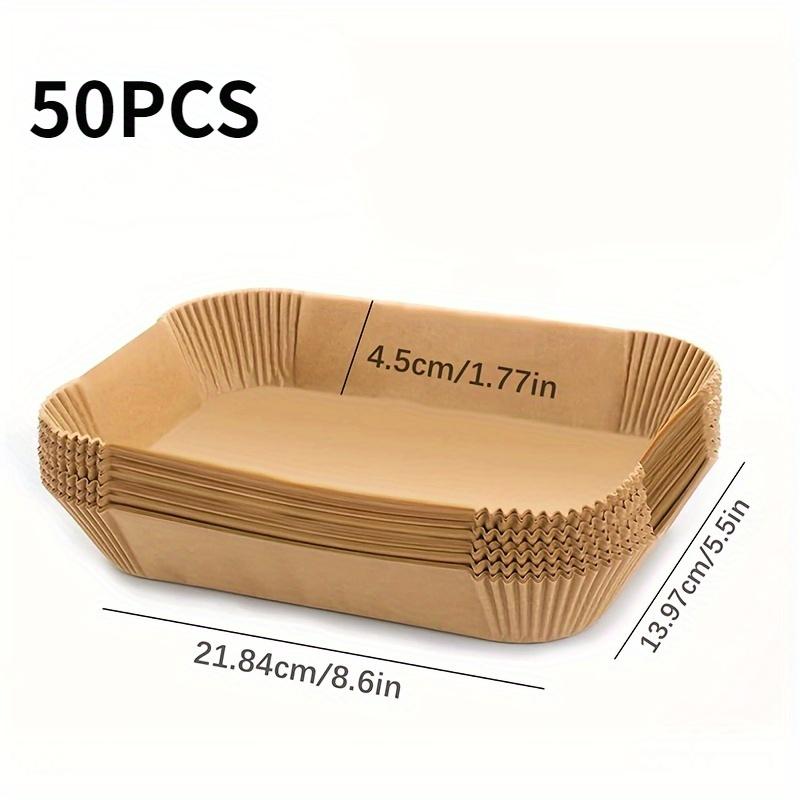 Packung mit 50 Stück, Einweg-Papiereinlage für Heißluftfritteuse, rechteckig, 21,8 x 14 cm, für Heißluftfritteuse mit 8 Qt und mehr 50pcs