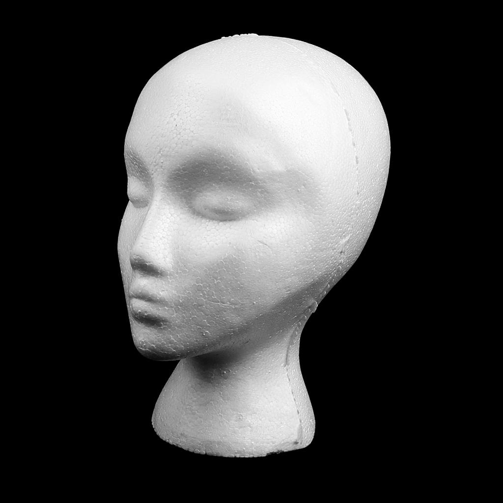 Weibliches Styropor-Kopfmodell, Brille, Haar, Perücke, Mannequin, Ständer, Puppe – Weiß 28 x 18 x 10.8cm weiß