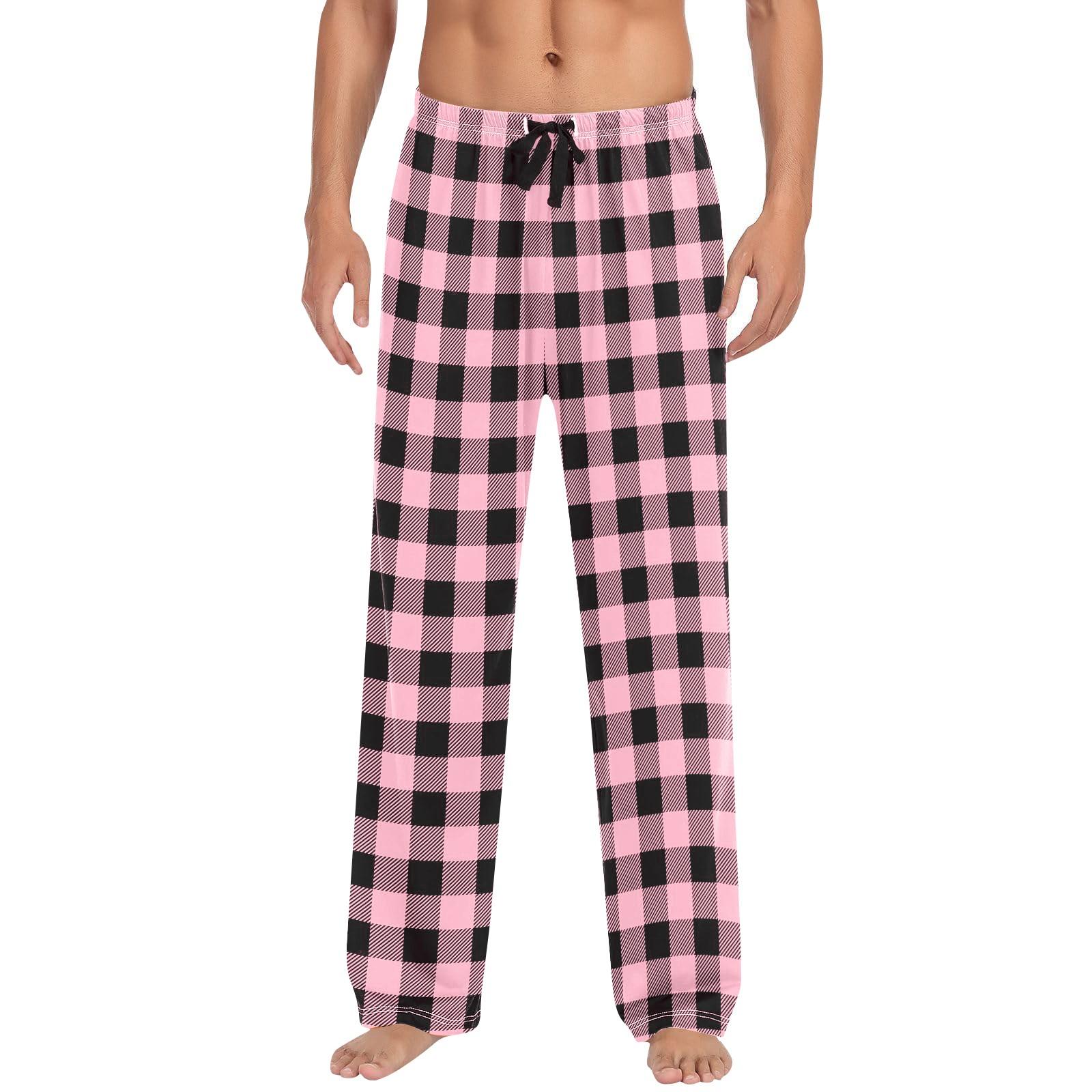 Männer Herbst Winter Soild Farbe Und Plaid Hosen Volle Länge Lange Hosen Sport Hosen Pyjama Hosen XXL rosa