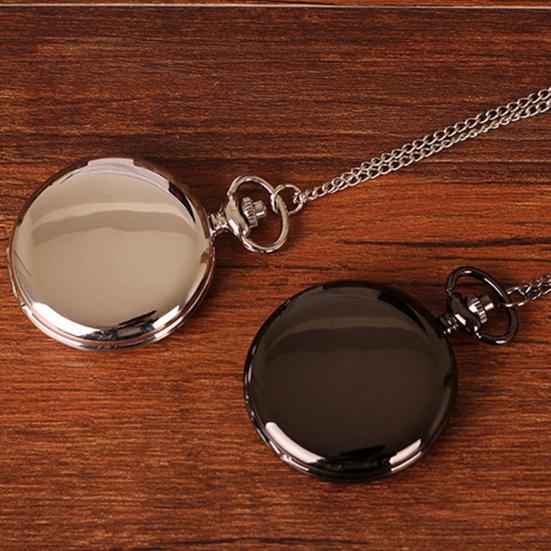 Unisex Retro-Taschenuhr mit glattem rundem Zifferblatt und arabischen Zahlen, analoger Quarzkette goldgelb