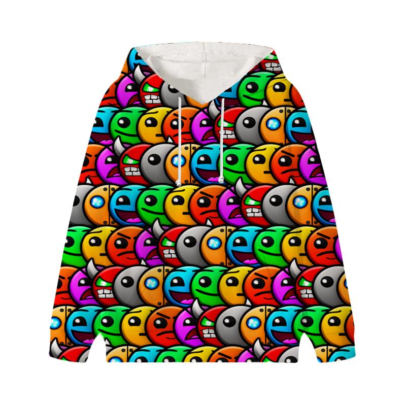 Angry Geometry Dash Hoodie Kinderkleidung Kind Mädchen Jungen Sweatshirt Manga Hoody Baby Casual Pullover Sportbekleidung 140 hellbraun