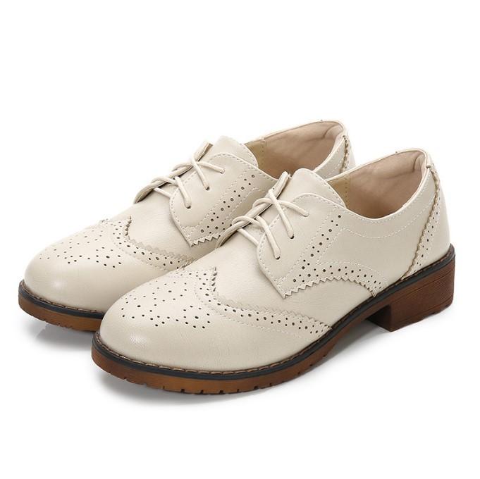 Mode ÜBERGRÖSSE 34-43 Brogue Oxford Schuhe Damen Flats Neu Frühling 2025 Mode Damenschuhe sapatos femininos sapatilhas zapatos mujer 38 beige