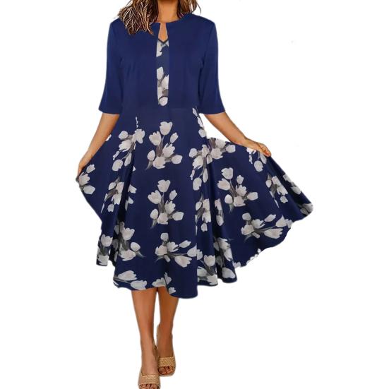 2 Teile/Satz Damen Mantel-Kleid-Set Halbarm Einfarbig Strickjacke Blumendruck V-Ausschnitt Ärmellos A-Linie Kleid Formeller Pendlerstil Lady Midikleid-Set XXL