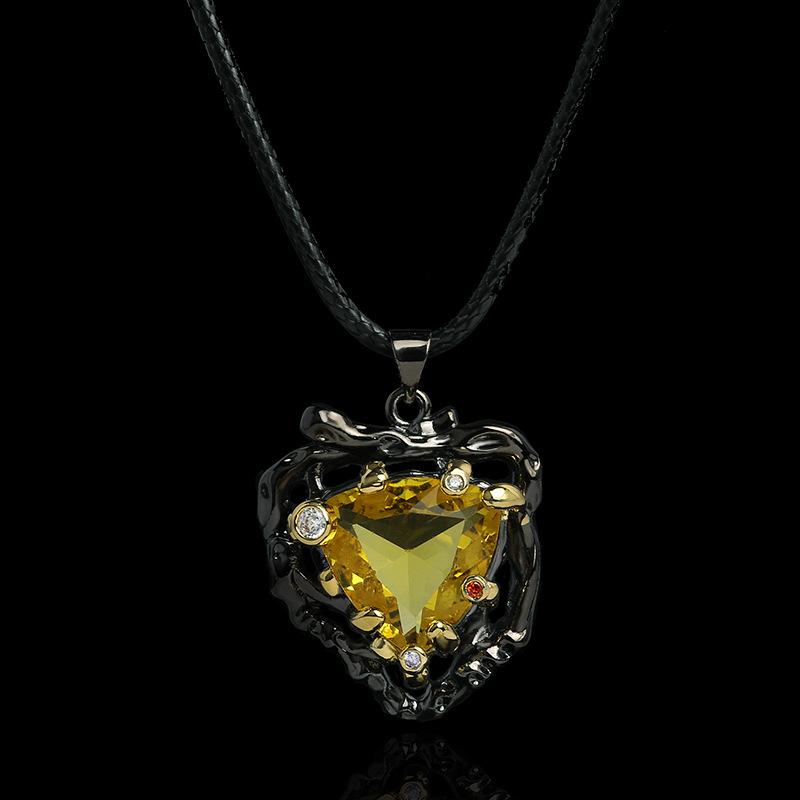 Unregelmäßiger Gelber Zirkon Anhänger Schwarzer Goldschmuck Böhmische Pulloverkette Partyperlen Please consult customer service. black