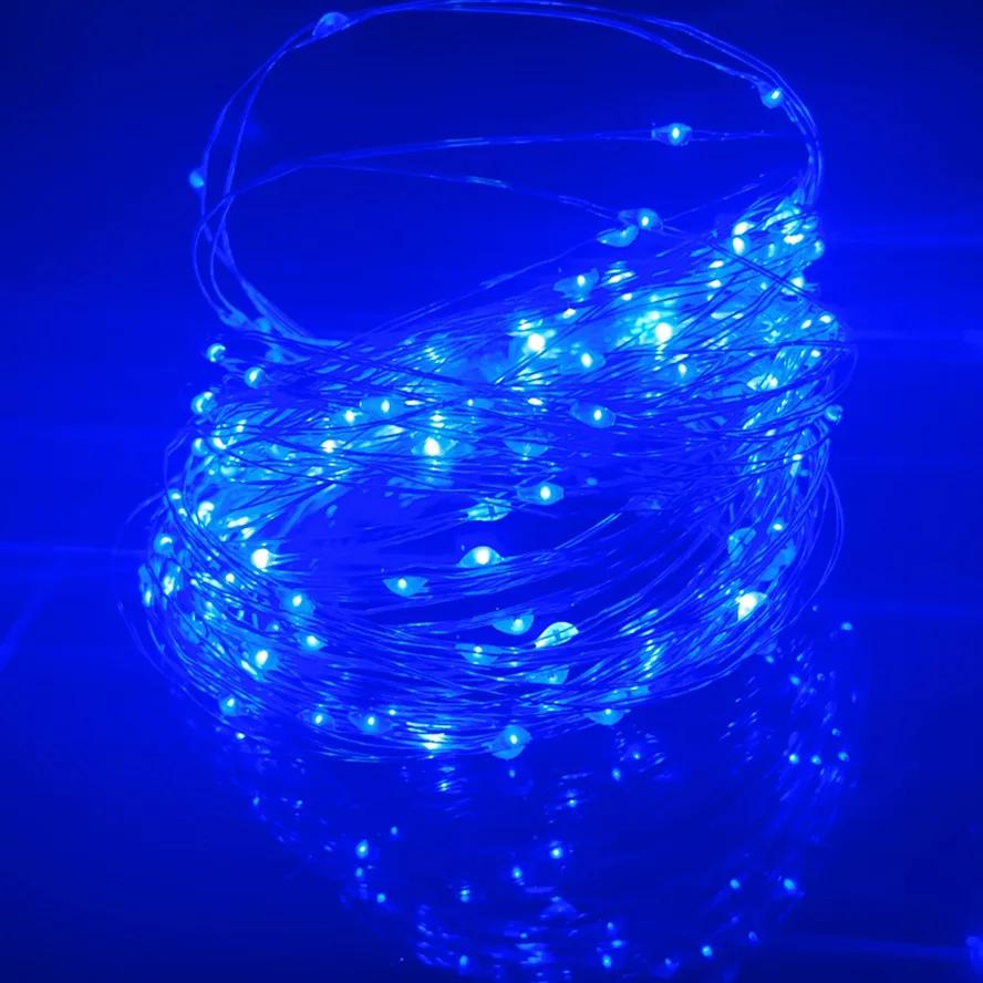 Weihnachten Licht 10M 20M Kupfer Silber Draht USB LED Lichterketten Wasserdichte Urlaub Beleuchtung Für Fee Weihnachten hochzeit Party Decor 5M blau