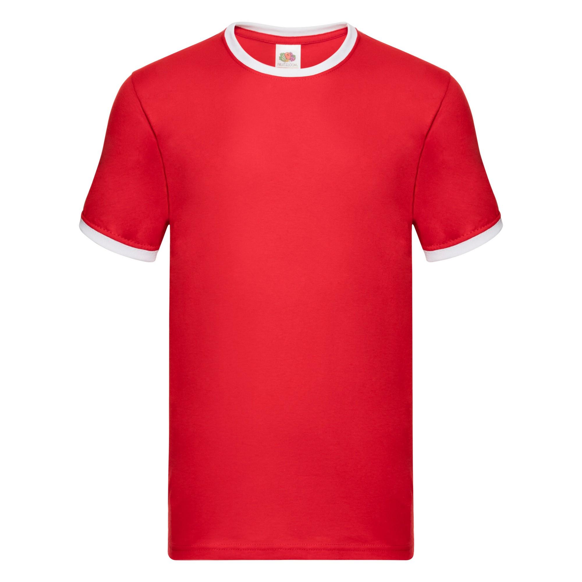 Fruit of the Loom Herren Ringer 160 T-Shirt L rot/weiß