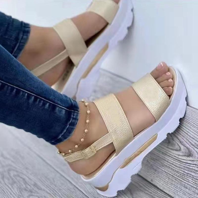 Frauen Sandalen Frauen Heels Sandalen Mit Plattform Schuhe Sommer Alias Casual Keile Schuhe Für Frauen Elegant 43 gold